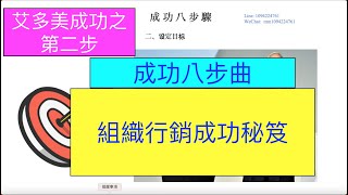 成功八部曲2 設定目標 新人啟動第二步 成功八步驟 八階段 組織行銷成功秘笈  艾多美成功的方法，捷徑 心法 怎麼能快速成功 董事長成功策略 怎麼樣設定目標，為什麼要設定目標 成功人士必修課