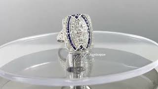 1.49ctw Art Deco Round Cut Sapphire \u0026 White Sapphire Cocktail Ring