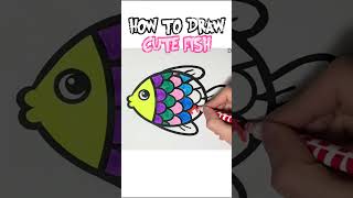 Cute Fish Painting & Coloring for Kid #shorts