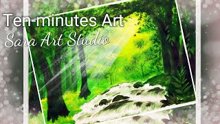 #Sara公开课 /Ten-minutes art/sara公开课 97/色彩风景/丙烯/Acrylic painting/画/画画教程/Sara art studio/画/手绘/画/手繪/畫/学画画