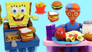 Cocomelon Baby JJ Toy Grilling with Spongebob Squarepants Grill for Blippi and Paw Patrol Friends!