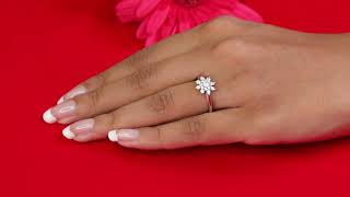 AMERICAN DIAMOND FLOWER RING IN 925 SILVER