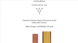 Sidney Berger and Michèle Cloonan - Zoom Presentation at virtual Oak Knoll Fest XXI