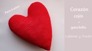 Como tejer un cojín corazón a ganchillo o crochet