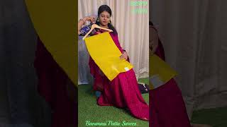 Banarasi Moonga Silk Saree with Checks and Flower Motifs in the Border with Jaal Design Blouse...