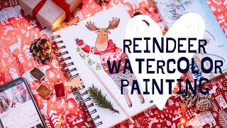 Reindeer Watercolor Painting
