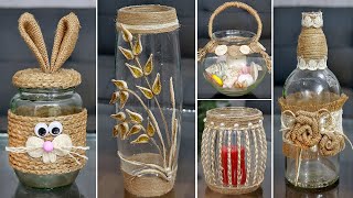 10 New decorating ideas with Jute on Glass (jars, vase, cups, plates...)