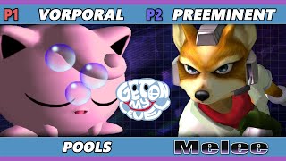 GOML 2023 - Vorporal (Jigglypuff) Vs. Preeminent (Fox) Smash Melee - SSBM