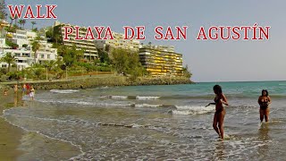 4K 🎥 WALK PLAYA DE SAN AGUSTIN 👣🌊👀🌴  ПРОГУЛКА ПО ПЛЯЖУ САН АГУСТИН