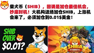 柴犬币（SHIB），回调是加仓最佳机会，抄底时机！大机构进场加仓SHIB，上涨机会来了，必须加仓到0.01$美金！shib币|柴犬币|屎币行情分析！