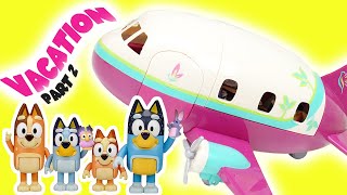 Bluey and Bingo Vacation on Airplane with Mom and Dad