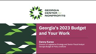 Georgia's 2023 Budget and Your Work with Georgia Budget & Policy Institute