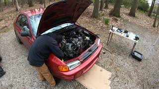 Solo engine pull time lapse GoPro, 2 hours in 4 minutes, 2001 Impreza wrx ej205 swap