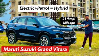 इलेक्ट्रिक+पेट्रोल Maruti Grand Vitara Hybrid mileage 28*kmpl मराठी मध्ये