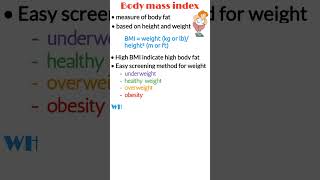 Body mass index (BMI), BMI formula, Underweight, Overweight, Obesity, Youtube Shorts, Medical Shorts