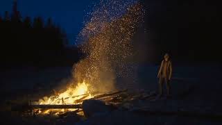 POV: you are on a desert island at night in the cold rain and you lit a fire to warm up