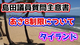 【日本保守党】日本保守党島田議員の質問主意書！/何故あさ8に制限がかかるのか？/タイ