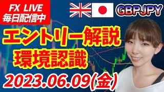 【LIVE本編】FXポンド円エントリー解説！環境認識チャートの形を確認 2023.06.09(金)