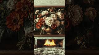 LUXURY Fireplace and oil painted ART flower arrangement.4k TV screensaver Relax, Sleep, Study, Enjoy