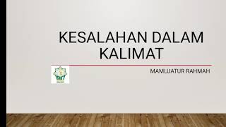 Kesalahan kesalahan dalam kalimat