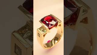 Ruby-Red Spinel with Alexandrites Architectural Ring by Avea