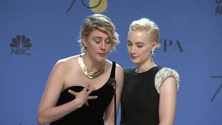 Saoirse Ronan & Greta Gerwig 'Lady Bird' - 2018 Golden Globes - Backstage Interview