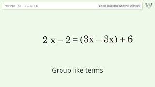 Solve 5x-2=3x+6: Linear Equation Video Solution | Tiger Algebra