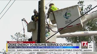 Duke Energy to resume service cutoffs beginning Thursday