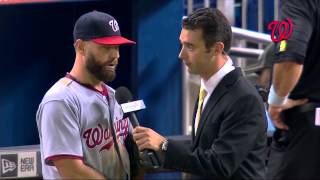 Kevin Frandsen chats with Dan Kolko after the Nats beat the Marlins