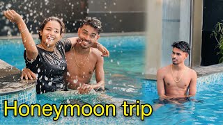 Honeymoon trip ❤️ swimming pool এ গিয়ে মুখ কেটে গেলো 🥺💔