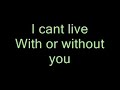 U2   With or Without you   lyrics