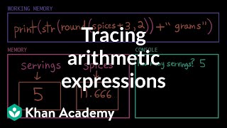 Tracing arithmetic expressions | Intro to CS - Python | Khan Academy