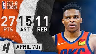 Russell Westbrook Triple-Double Highlights vs Timberwolves 2019.04.07 - 27 Pts, 15 Ast, 10 Reb!
