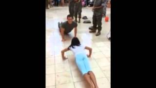 10-Year Old Girl Out Does Male Army Cadets in Push-Ups!