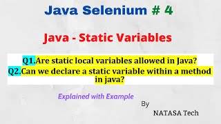 Java-Selenium # 4 | Java Static Variable | NATASA Tech