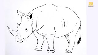 How to draw Rhinoceros Simply II Rhinoceros drawing II part 01 II #artjanag