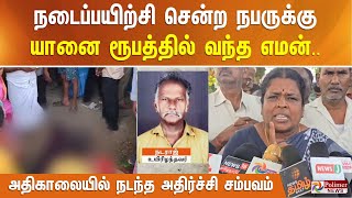 நடைப்பயிற்சி சென்ற நபருக்கு யானை ரூபத்தில் வந்த எமன்.. அதிகாலையில் நடந்த அதிர்ச்சி சம்பவம்