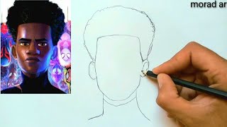 How to draw Miles Morales face with pencil in an easy way🕸🕷