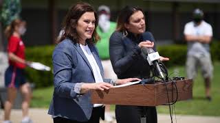 Gov. Whitmer visits flood relief center in Midland County