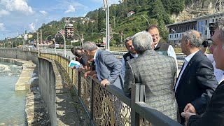 Rize'de yağışlar sonrası yollar ve derelerde inceleme