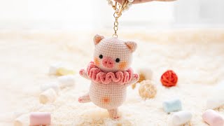 Cute Crochet Pig Keychain | Women's Novelty Keychains | Handmade Backpack Charms