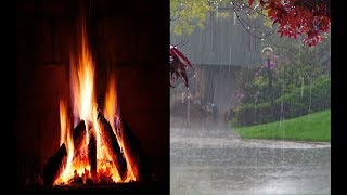 Fire Crackling and Rain BLACK SCREEN 1 hours noise  relaxing White Noise relaxing noise, sound ASMR