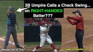 3B Umpire Calls Check Swing on RIGHT-HANDED Batter, Leaving Coaches & Broadcasters Baffled