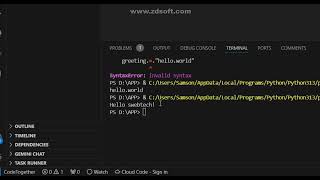 How to print "hello world!" using python in Visual Code with swebtchnology