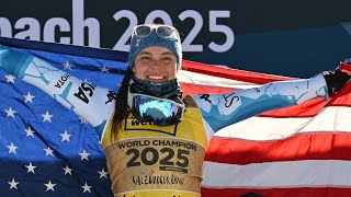 US skier Breezy Johnson wins gold in the women's downhill at the Alpine world championships