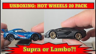 Unboxing Hot Wheels 20 Pack Black Lambo and Blue Supra edition