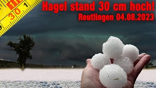 EXTREMES Hagelunwetter in Reutlingen - 30 cm Hagel bringt Millionenschäden