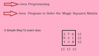 Java Program to Solve the Magic Squares Matrix (Hindi)