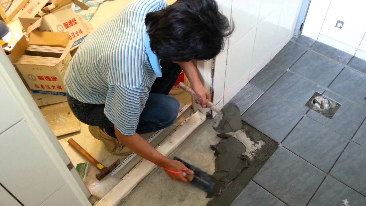 Tile Floor Installation In Bathroom - Part 1 - YouTube