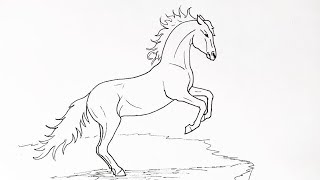 How to draw a horse rearing up step by step